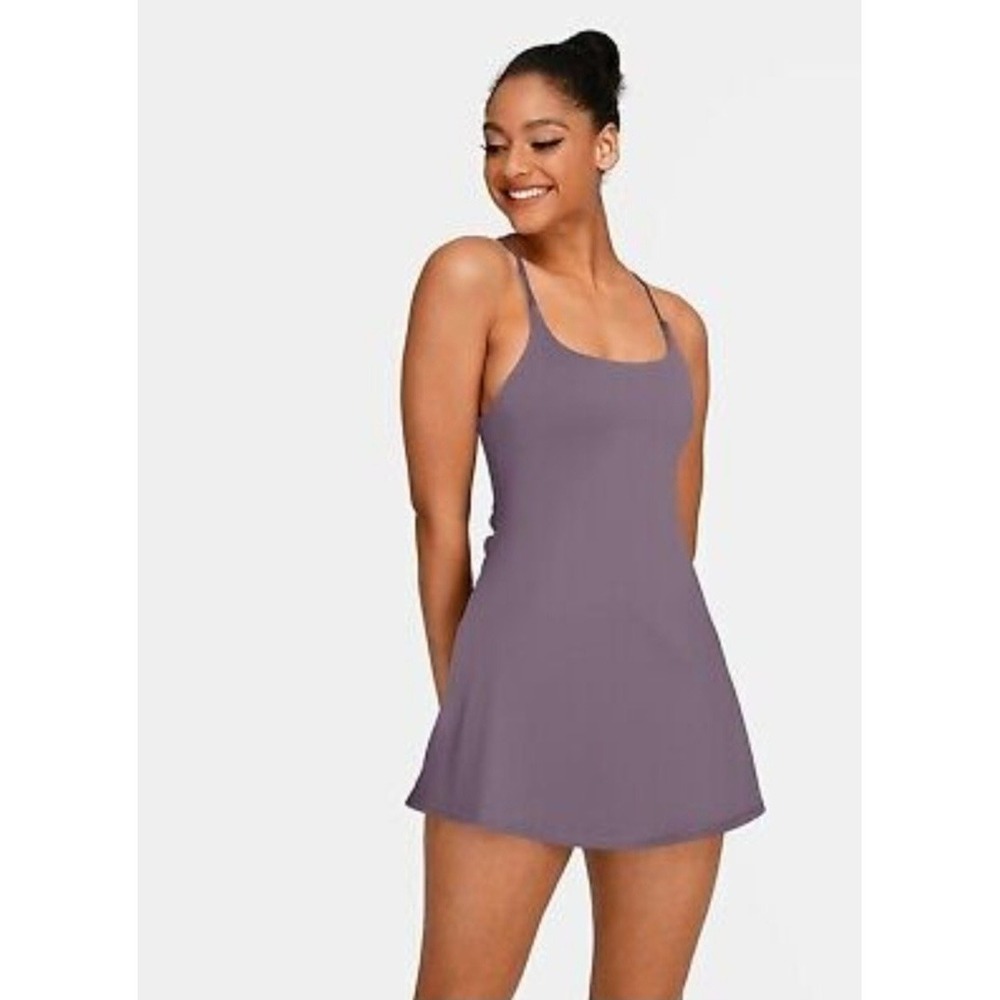 HALARA SoftlyZero Plush Backless Active Dress With Shorts, Tulip purple, Size XS